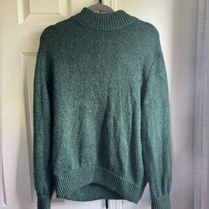 Aerie Green Cowl Neck Sweater with Ribbed Details